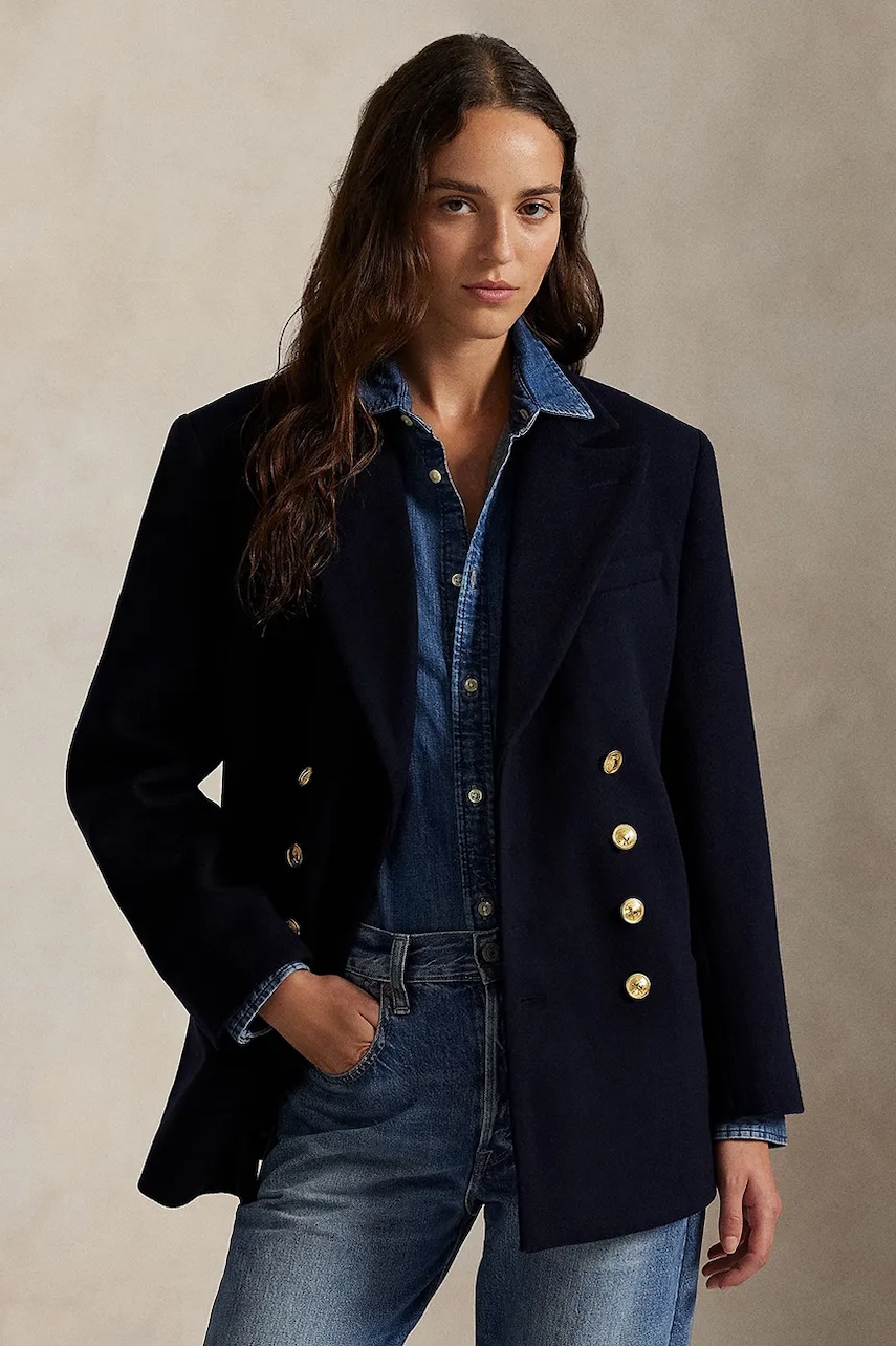 Μάλλινο σακάκι Polo Ralph Lauren χρώμα: ναυτικό μπλε, 211971388