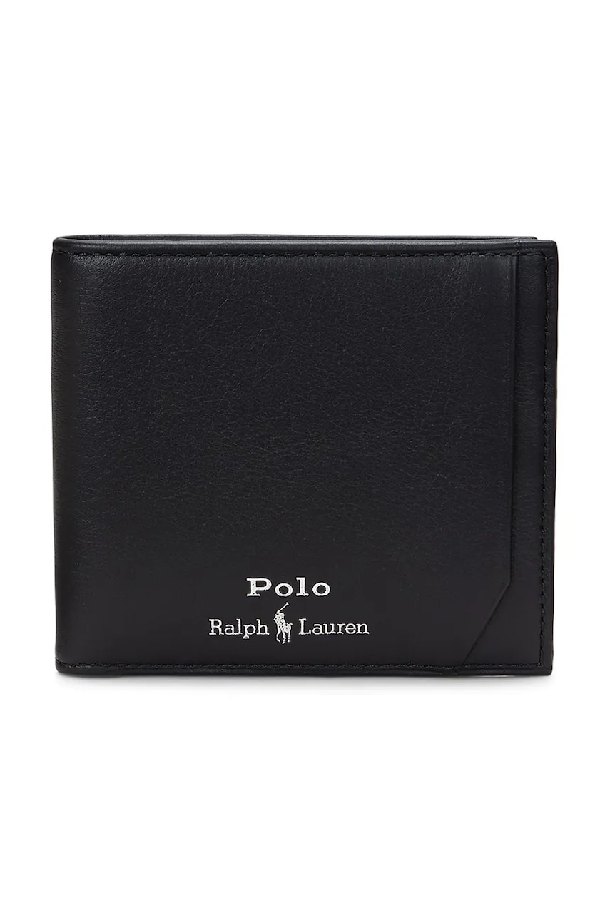 Δερμάτινο πορτοφόλι Polo Ralph Lauren ανδρικό, χρώμα: μαύρο, 405963228