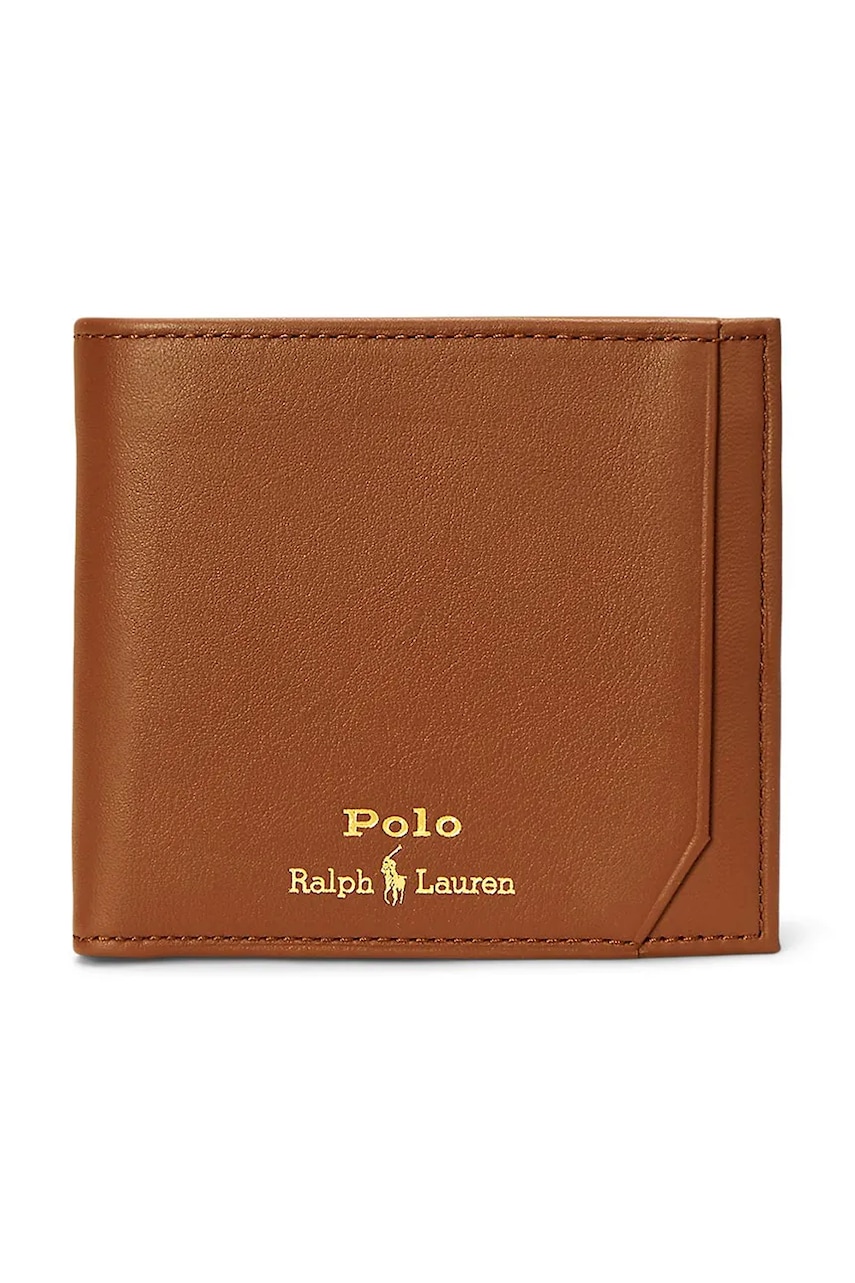 Δερμάτινο πορτοφόλι Polo Ralph Lauren ανδρικό, χρώμα: καφέ, 405963229