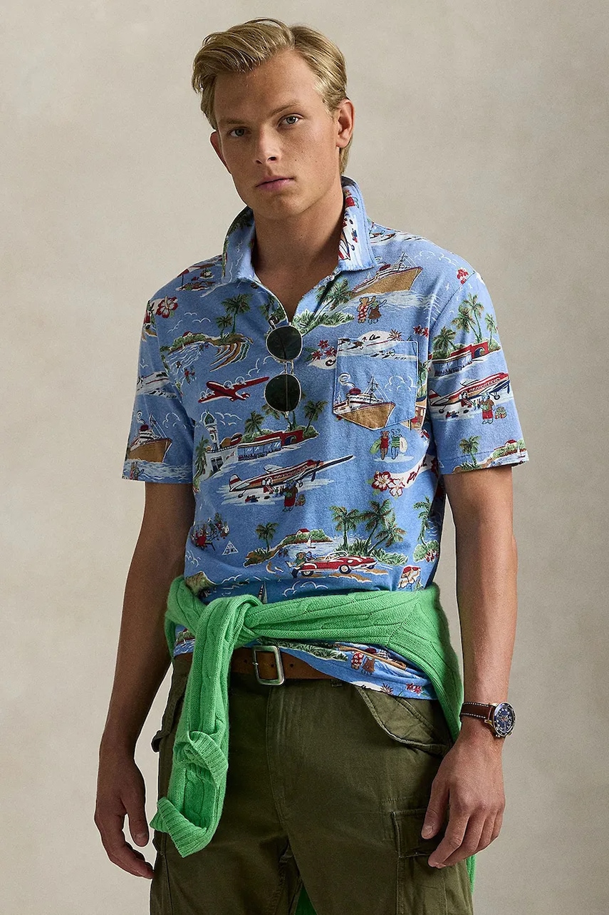 Λινό πόλο Polo Ralph Lauren Polo Shirt χρώμα: πολύχρωμο, 710966450