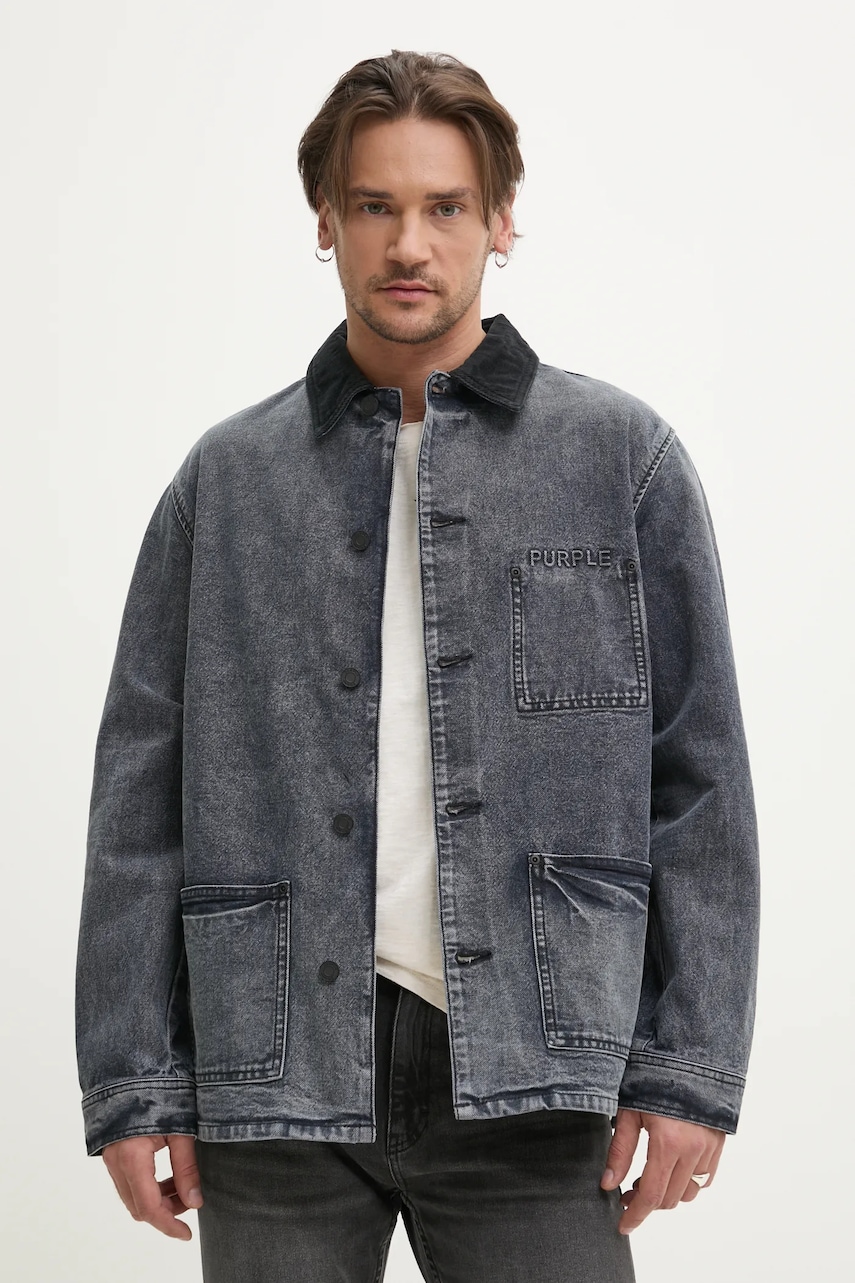 Τζιν μπουφάν PURPLE BRAND WORKWEAR ROYALTIES CANVAS χρώμα: γκρι, P080-WJDB125