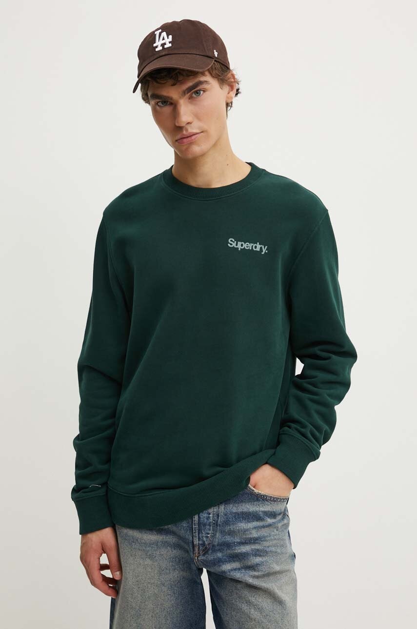 Βαμβακερή μπλούζα Superdry χρώμα: πράσινο, M2013738A-27E