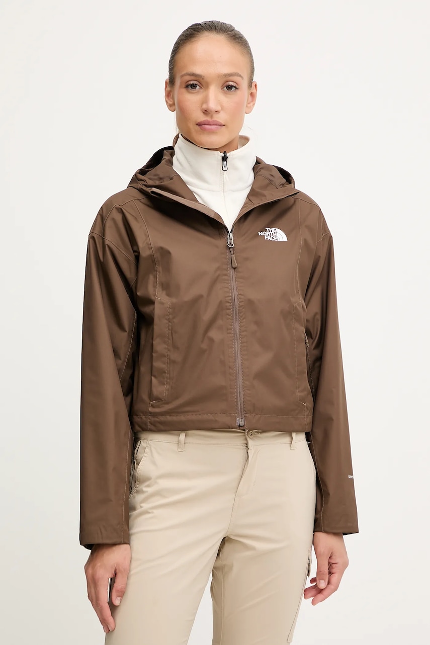 Μπουφάν The North Face Cropped Quest χρώμα: καφέ, NF0A55EP1OI1