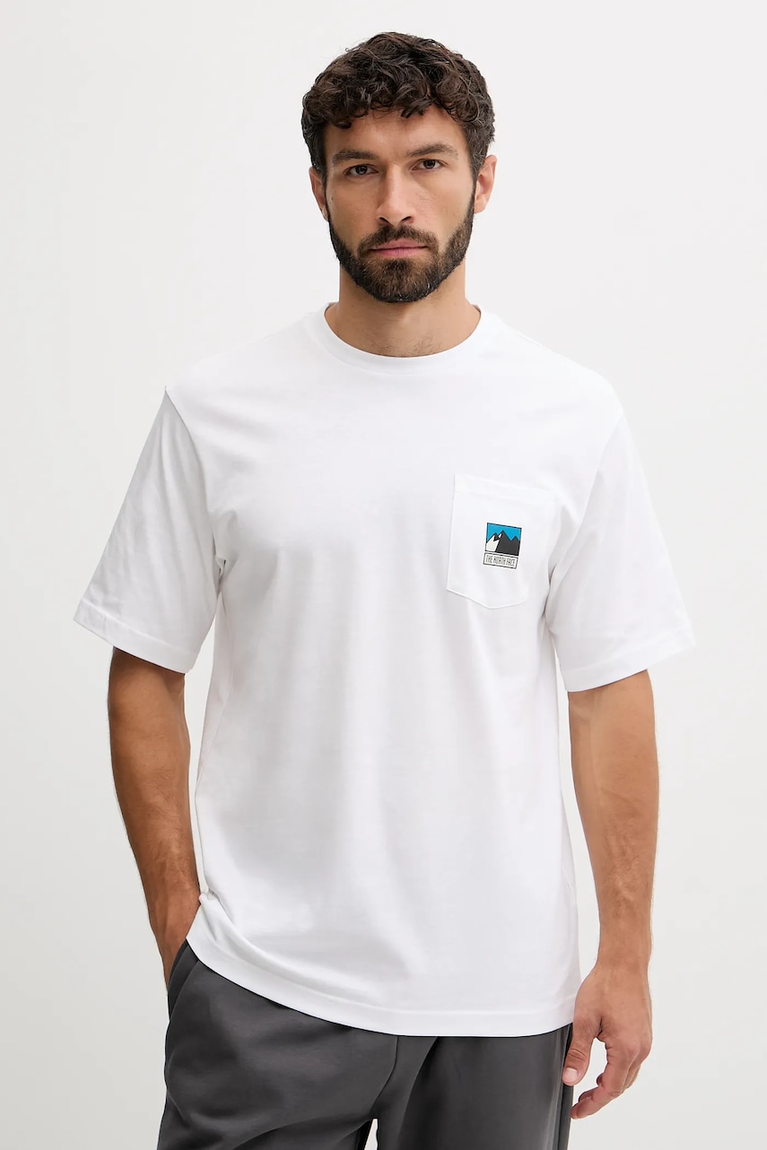Βαμβακερό μπλουζάκι The North Face ανδρικά, χρώμα: άσπρο, NF0A8E3MFN41