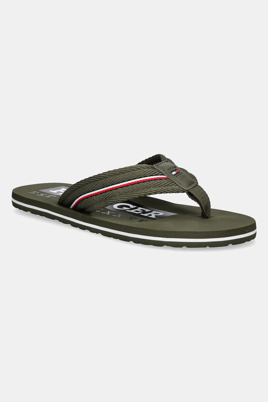 Σαγιονάρες Tommy Hilfiger CORPORATE HILFIGER BEACH SANDAL χρώμα: πράσινο, FM0FM05436