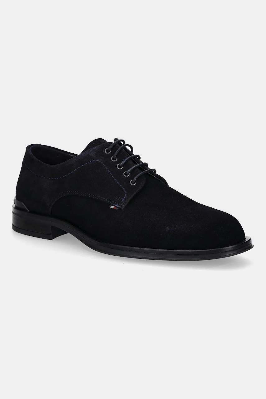 Σουέτ κλειστά παπούτσια Tommy Hilfiger CORPORATE HILFIGER SDE DERBY ανδρικά, χρώμα: ναυτικό μπλε, FM0FM05582