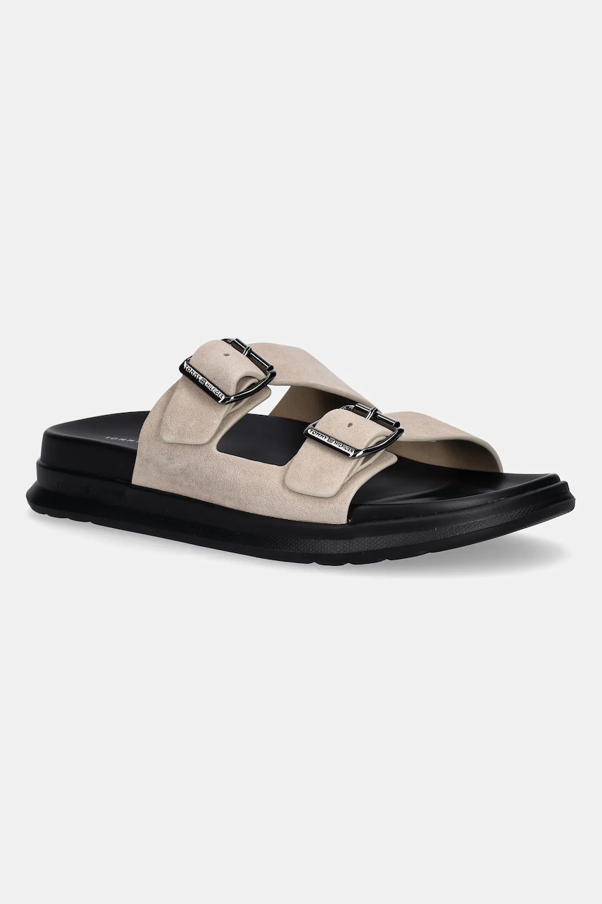 Παντόφλες σουέτ Tommy Hilfiger D DENSITY HILFIGER SDE SAND χρώμα: μπεζ, FM0FM05413