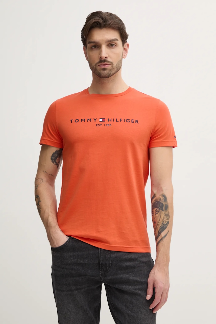 Βαμβακερό μπλουζάκι Tommy Hilfiger ανδρικό, χρώμα: μπλε, MW0MW11797