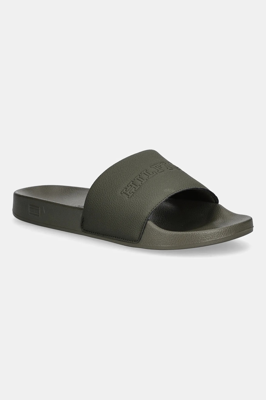 Παντόφλες Tommy Hilfiger TUMBLE HILFIGER POOL SLIDE χρώμα: πράσινο, FM0FM05619