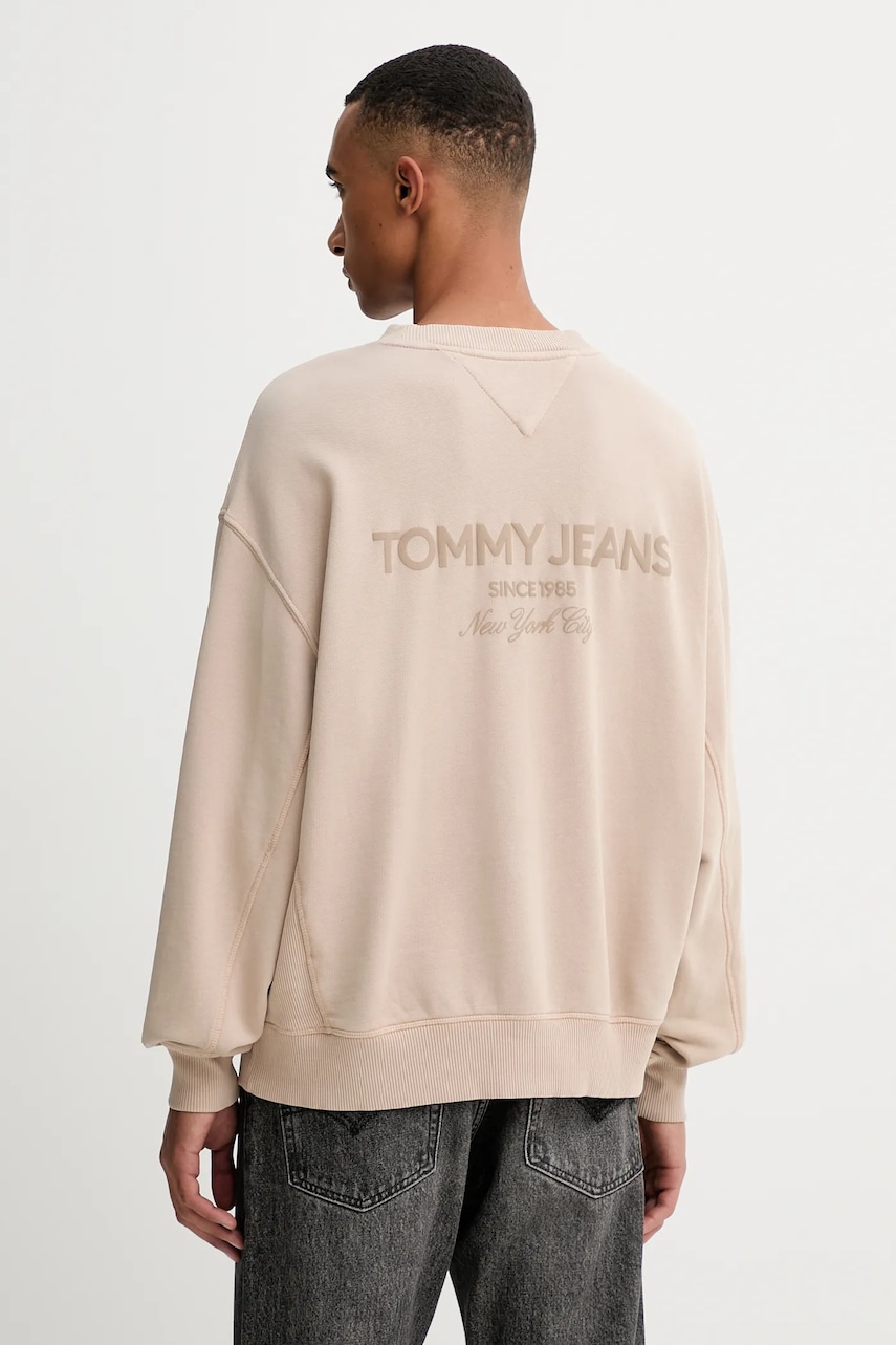 Βαμβακερή μπλούζα Tommy Jeans χρώμα: καφέ, DM0DM22079