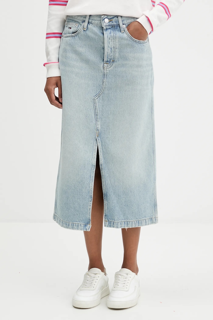 Τζιν φούστα Tommy Jeans χρώμα: μπλε, DW0DW21560