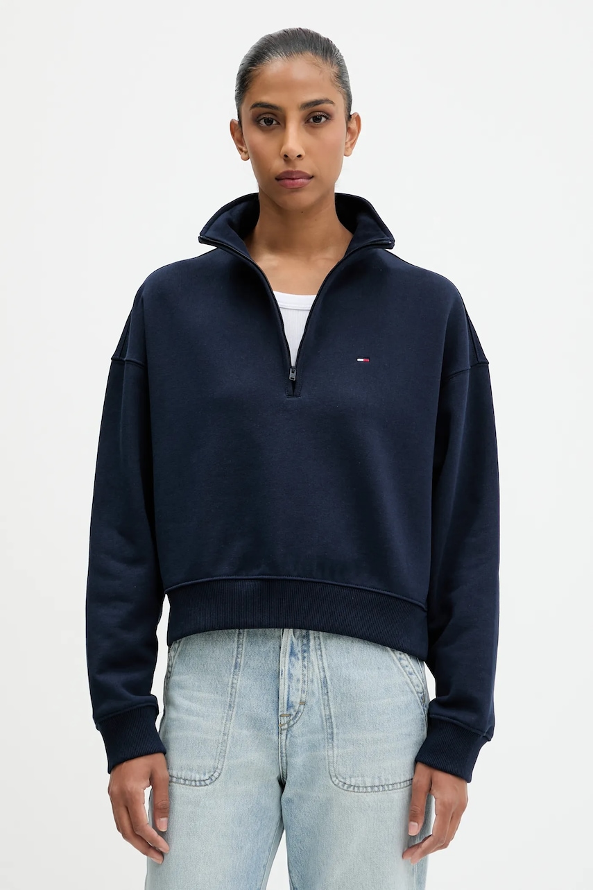 Βαμβακερή μπλούζα Tommy Jeans γυναικεία, χρώμα: ναυτικό μπλε, DW0DW21589