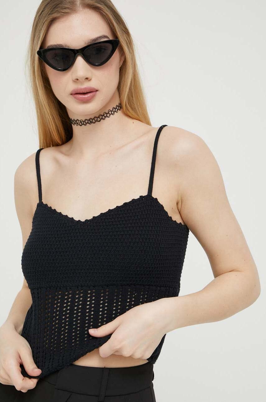 Βαμβακερό Top Abercrombie & Fitch χρώμα: μαύρο