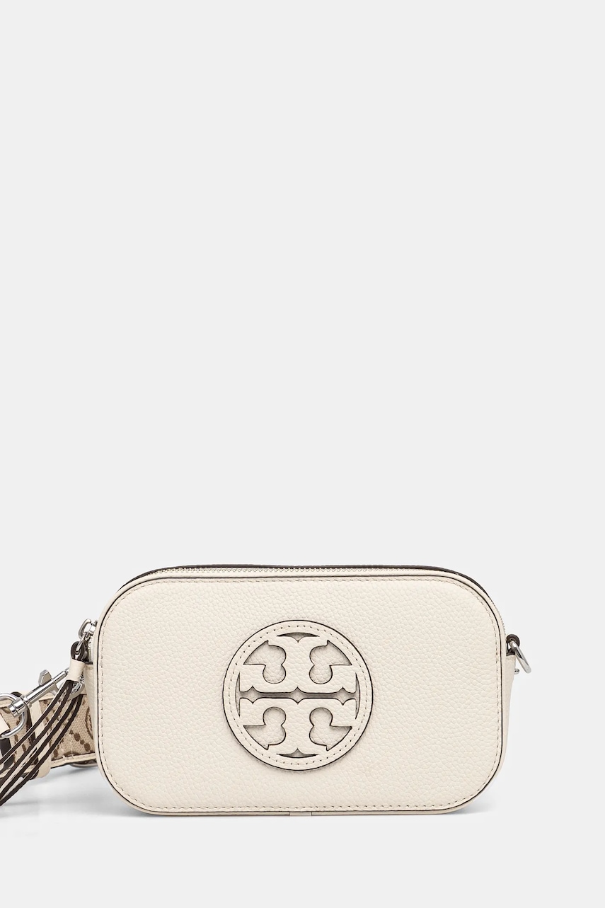 Δερμάτινη τσάντα Tory Burch Miller Mini Crossbody χρώμα: μπεζ, 171955-104