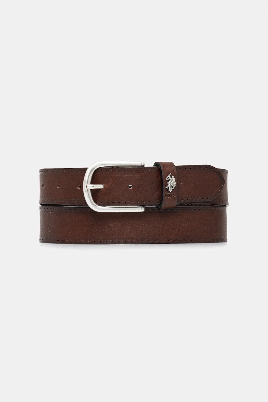 Δερμάτινη ζώνη U.S. Polo Assn. Dallas χρώμα: καφέ, WEUDX2641MHA