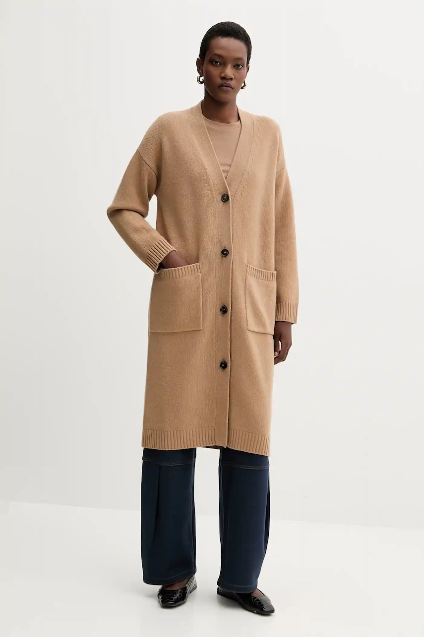 Μάλλινη ζακέτα Weekend Max Mara GODEZIA γυναικεία, χρώμα: μπεζ, 2525346042600