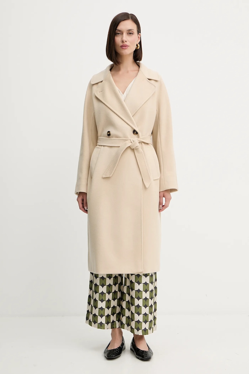 Μάλλινο παλτό Weekend Max Mara RESINA χρώμα: μπεζ, 2525016031600