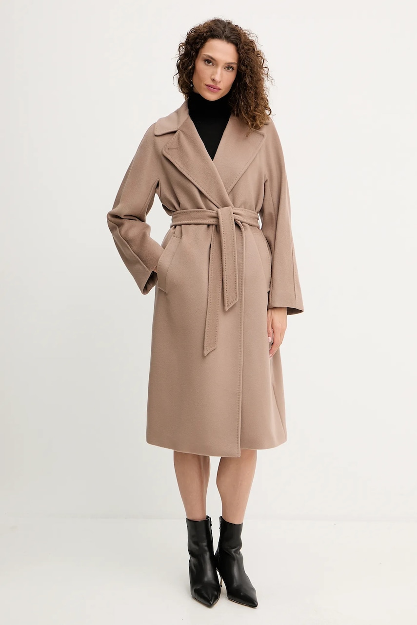 Μάλλινο παλτό Weekend Max Mara RESINA χρώμα: καφέ, 2525016031600