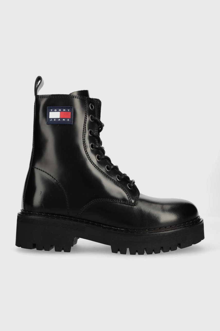 Δερμάτινα workers Tommy Jeans Urban Tommy Jeans Lace Up Boot χρώμα: μαύρο