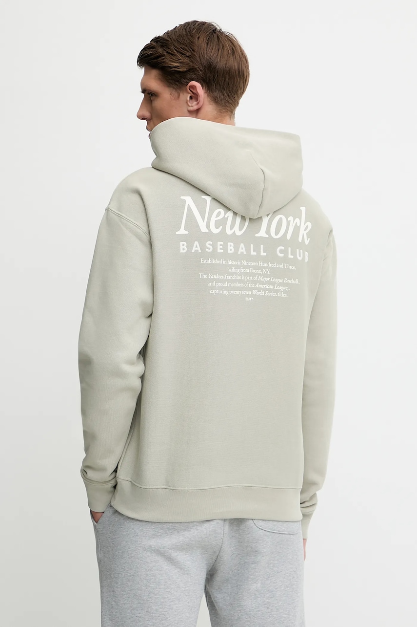 Μπλούζα 47 brand MLB New York Yankees χρώμα: μπεζ, με κουκούλα, BB017PMGVUJ656847F5