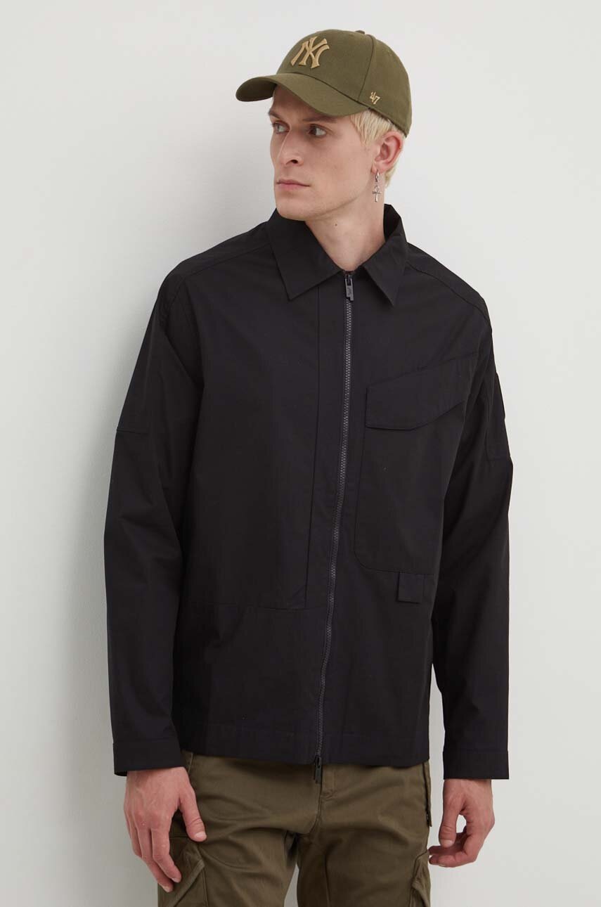 Βαμβακερό σακάκι A-COLD-WALL* Zip Overshirt χρώμα: μαύρο, ACWMSH138A