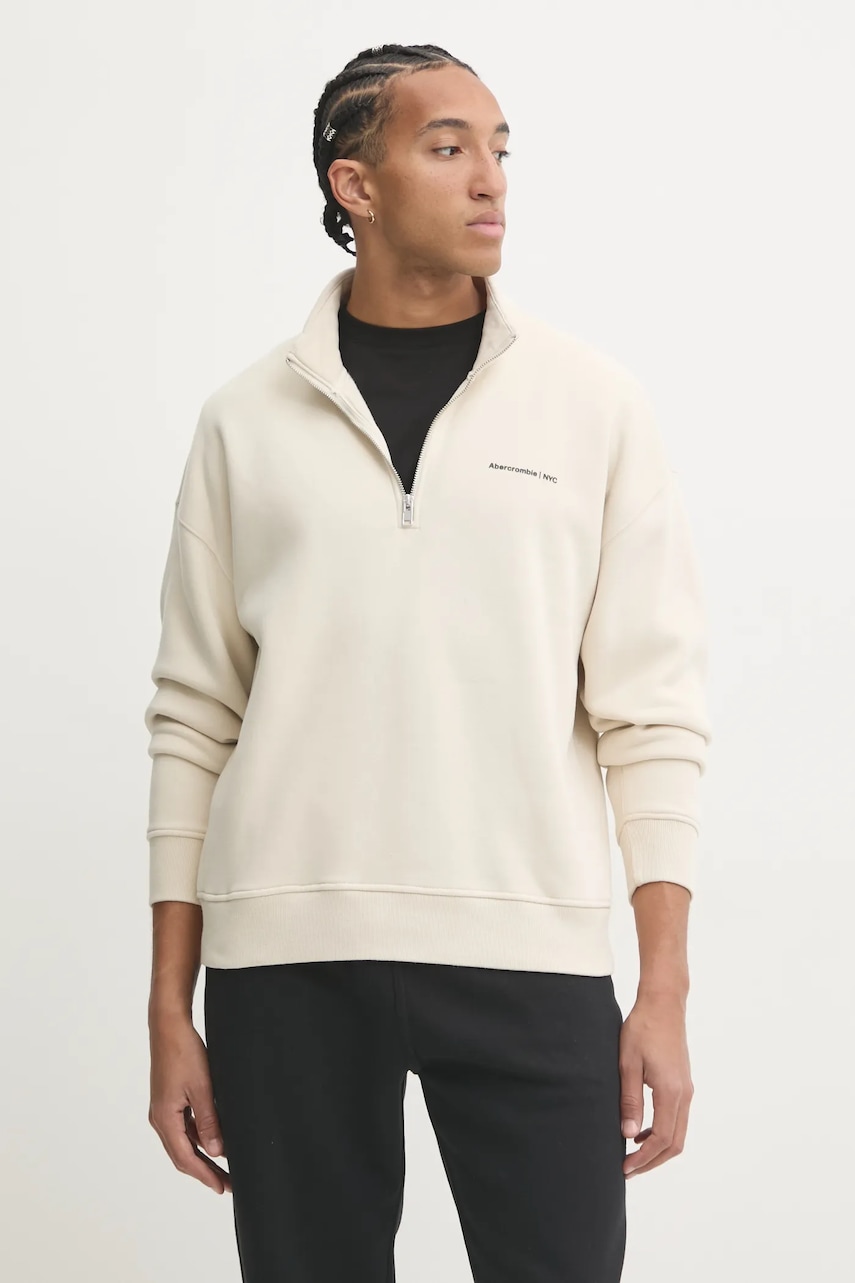 Μπλούζα Abercrombie & Fitch χρώμα: μπεζ, KI122-4365
