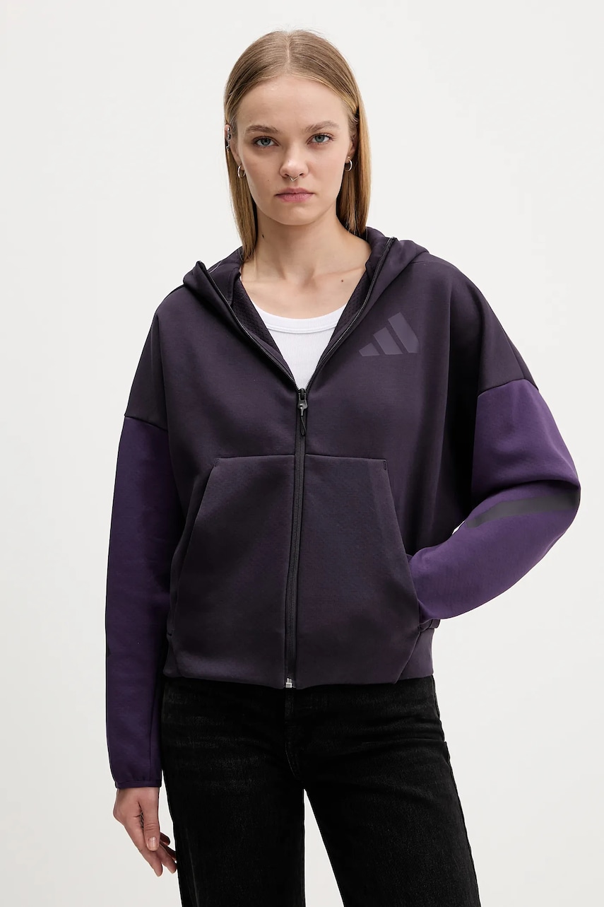 Μπλούζα adidas adidas x Z.N.E χρώμα: μοβ, με κουκούλα, KC0990