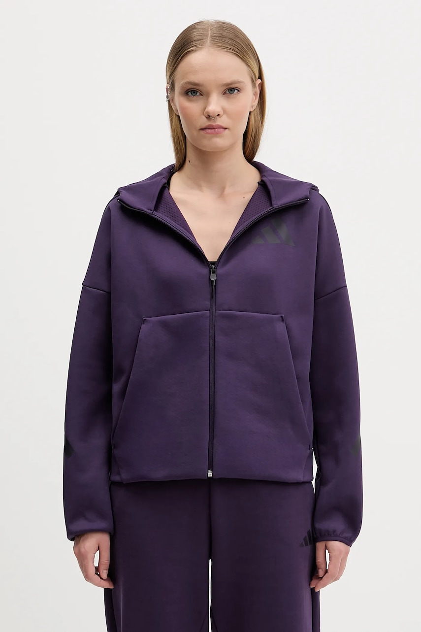 Μπλούζα adidas adidas x Z.N.E χρώμα: μοβ, με κουκούλα, KC4569