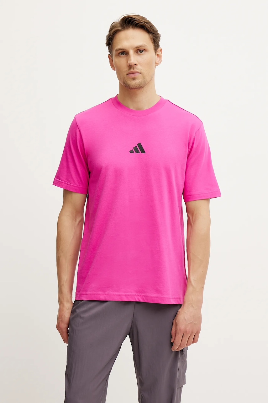Βαμβακερό μπλουζάκι adidas Essential ανδρικό, χρώμα: ροζ, JD1782