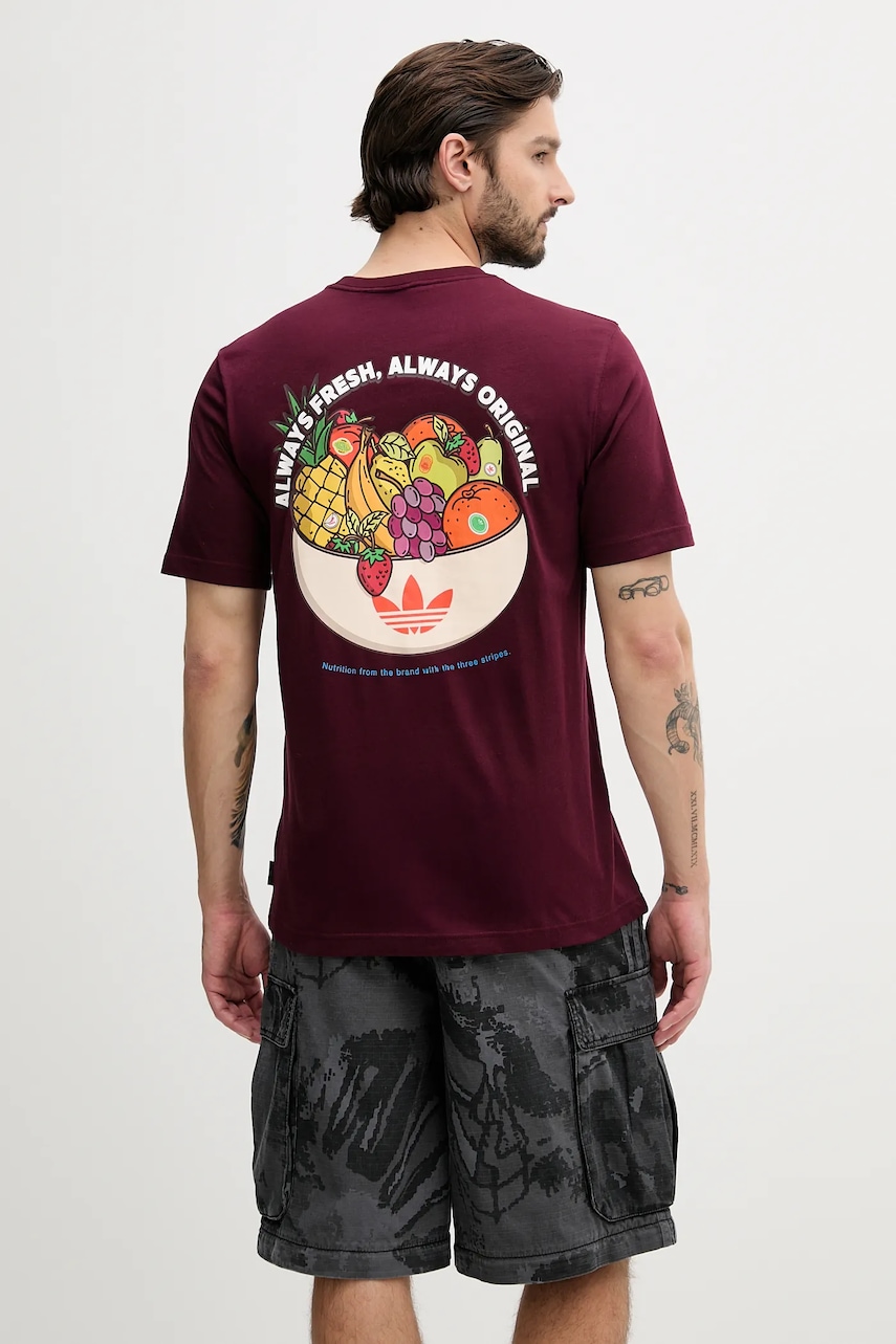 Βαμβακερό μπλουζάκι adidas Originals Graphic Lo Ss T ανδρικό, χρώμα: μπορντό, JW2976