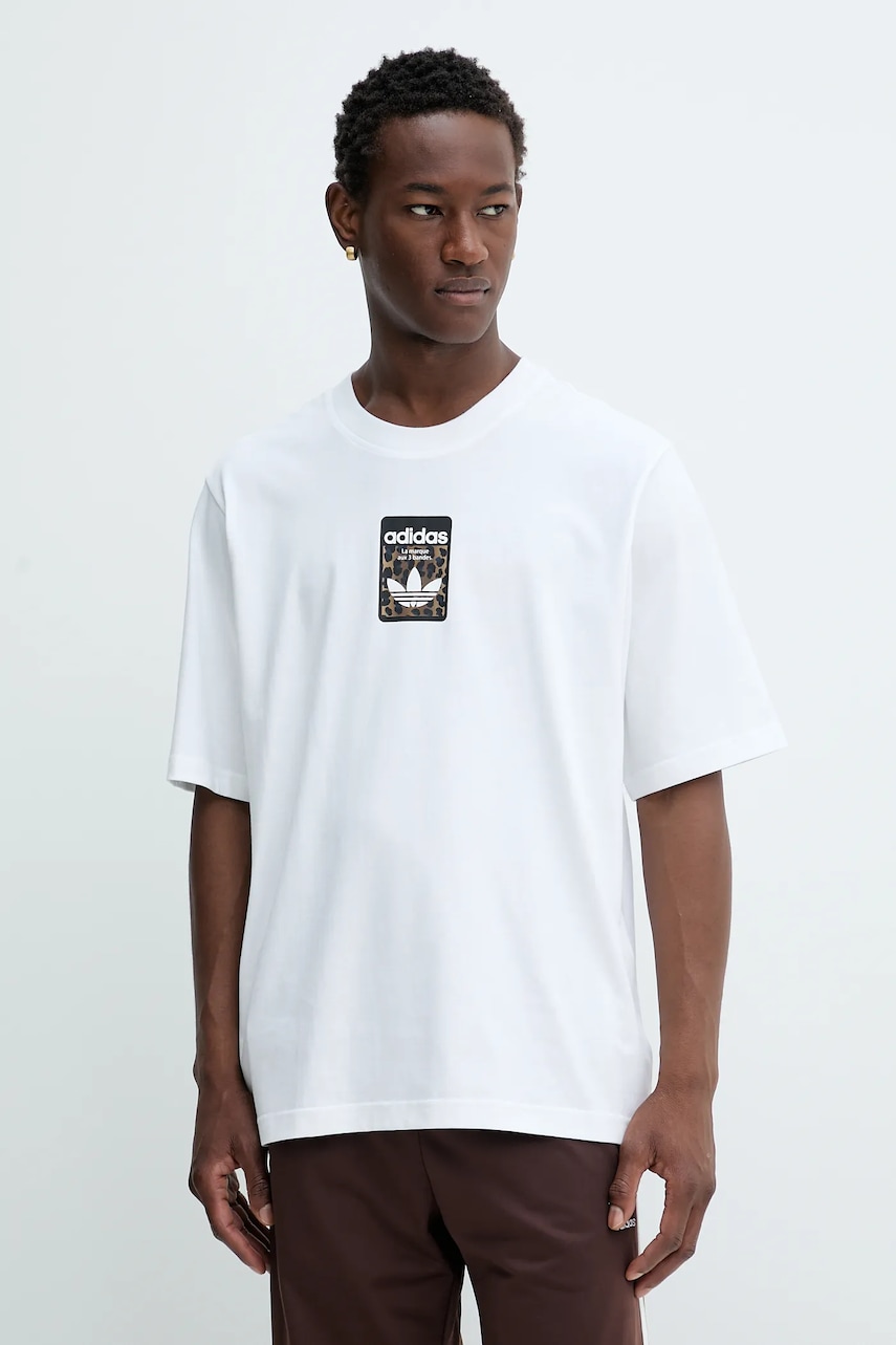 Βαμβακερό μπλουζάκι adidas Originals Graphic Os Ss T ανδρικό, χρώμα: άσπρο, JV7570