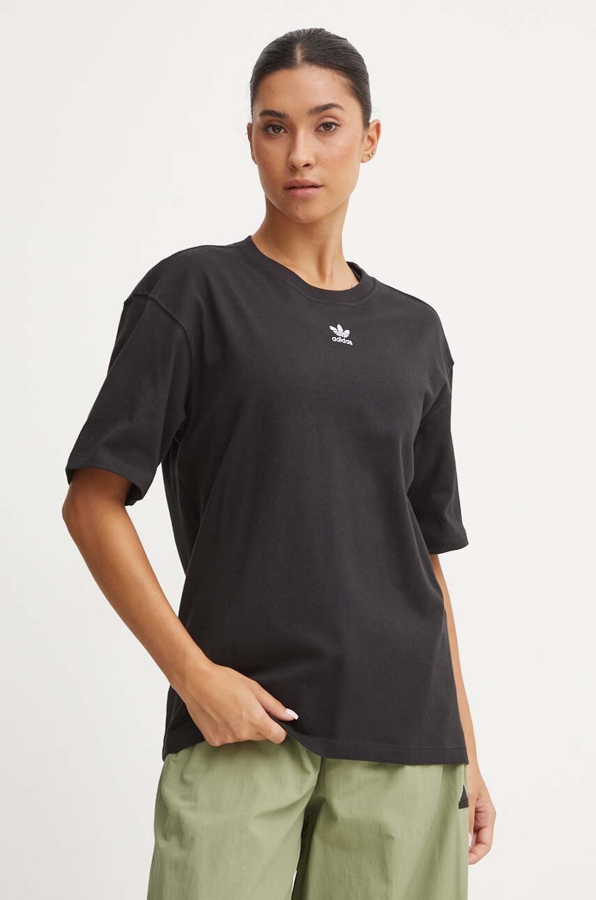 Βαμβακερό μπλουζάκι adidas Originals γυναικείο, χρώμα: μαύρο, IY7321