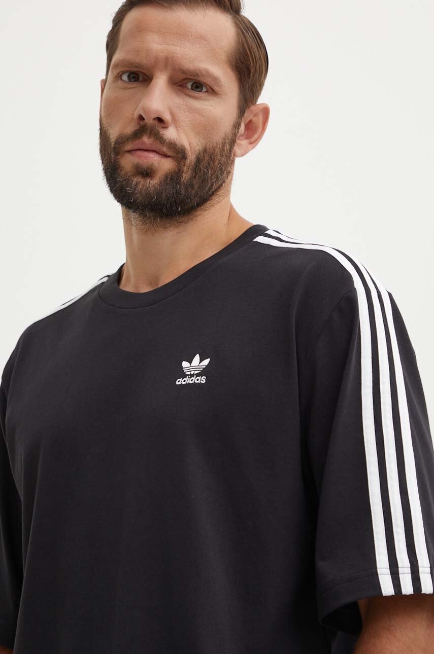 Βαμβακερό μπλουζάκι adidas Originals Oversize Tee ανδρικό, χρώμα: μαύρο, IZ1832