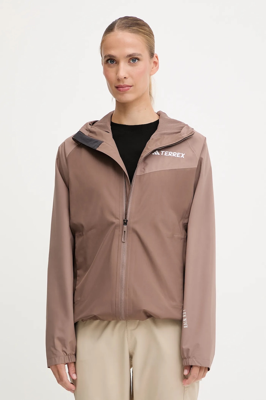 Αδιάβροχο μπουφάν adidas TERREX Multi 2L Rain Jacket χρώμα: καφέ, JN0857