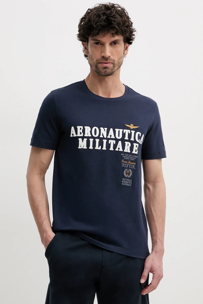 Βαμβακερό μπλουζάκι Aeronautica Militare ανδρικό, χρώμα: ναυτικό μπλε, TS2401J592