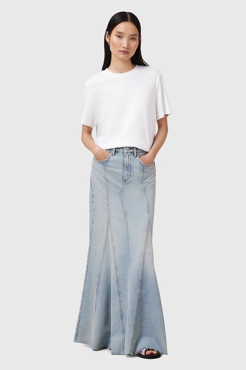 Τζιν φούστα AllSaints ALMA χρώμα: μπλε, W068RC