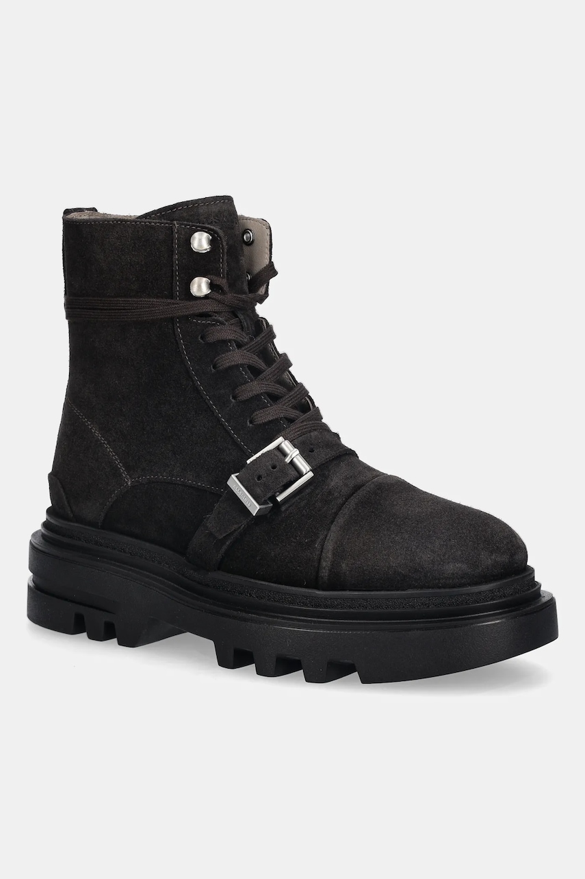 Σουέτ μπότες AllSaints ASTRID SUEDE BOOT γυναικείες, χρώμα: καφέ, W004FD