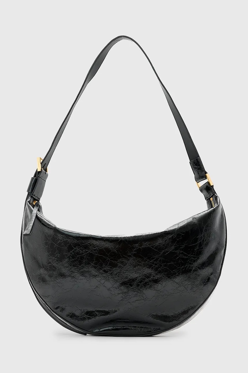 Δερμάτινη τσάντα AllSaints HALF MOON χρώμα: μαύρο, W020XZ