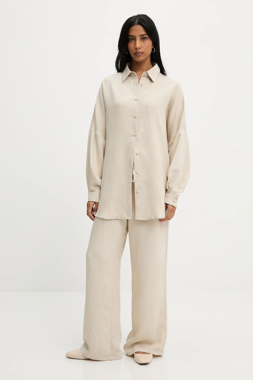 Πουκάμισο και παντελόνι με λινό ύφασμα Answear.LAB χρώμα: μπεζ