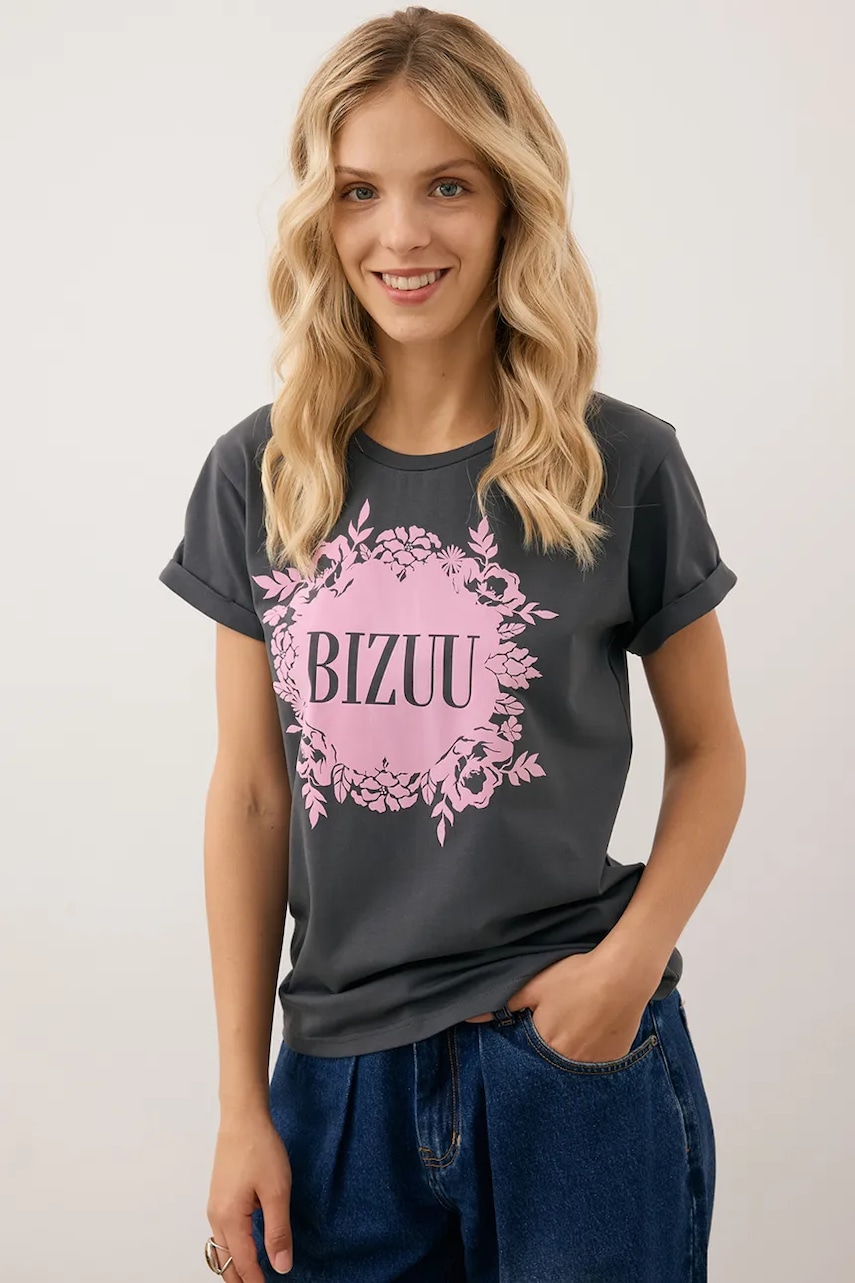 Μπλουζάκι Bizuu IOLA χρώμα: γκρι, IOLA GRAFITOWY