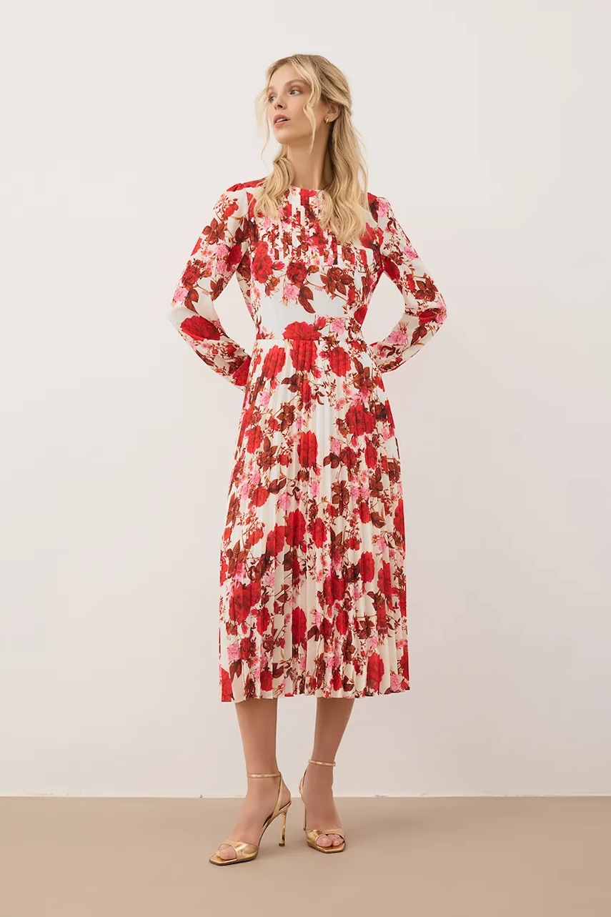 Φόρεμα Bizuu NYLA χρώμα: κόκκινο, NYLA KREMOWY