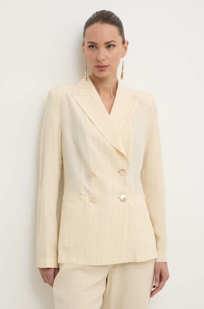 Blazer με μείγμα λινών Liu Jo χρώμα: μπεζ