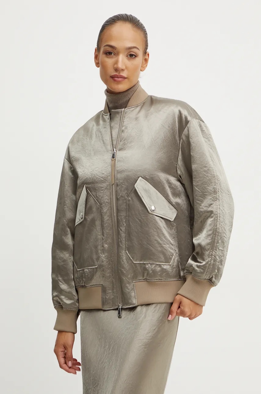 Μπουφάν bomber Max Mara Leisure γυναικείο, χρώμα: πράσινο, 2426486048600