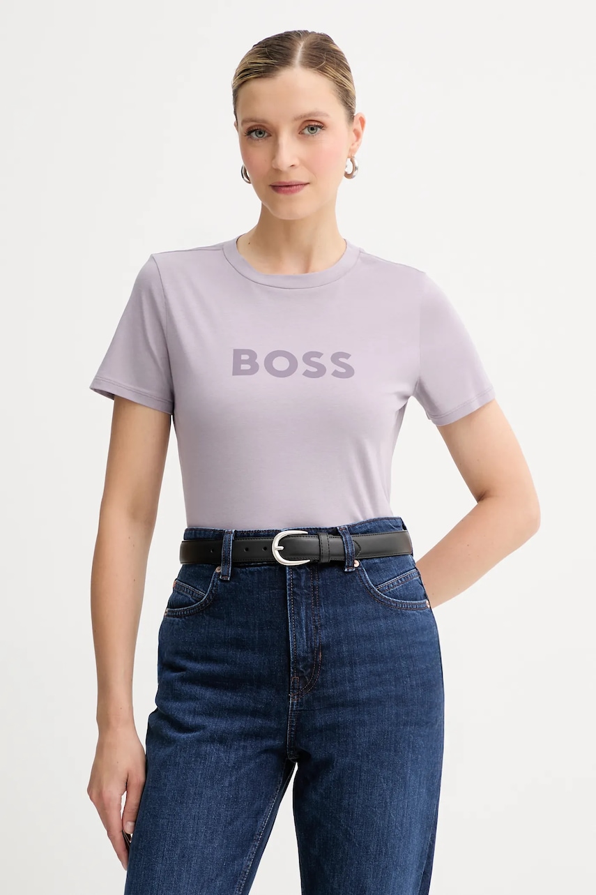 Βαμβακερό μπλουζάκι BOSS Orange BOSS ORANGE χρώμα: μοβ, 50501139