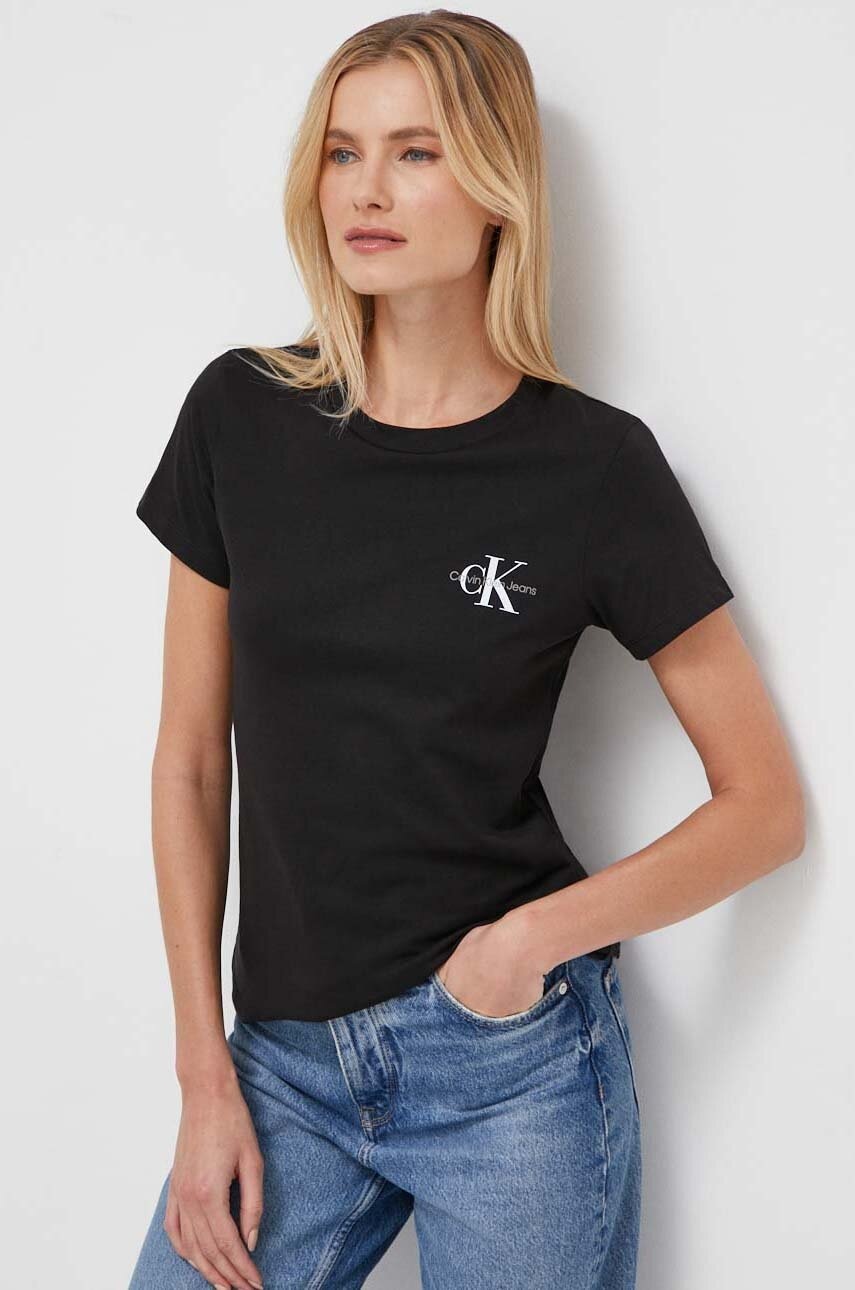Βαμβακερό μπλουζάκι Calvin Klein Jeans 2-pack γυναικεία, χρώμα: ροζ