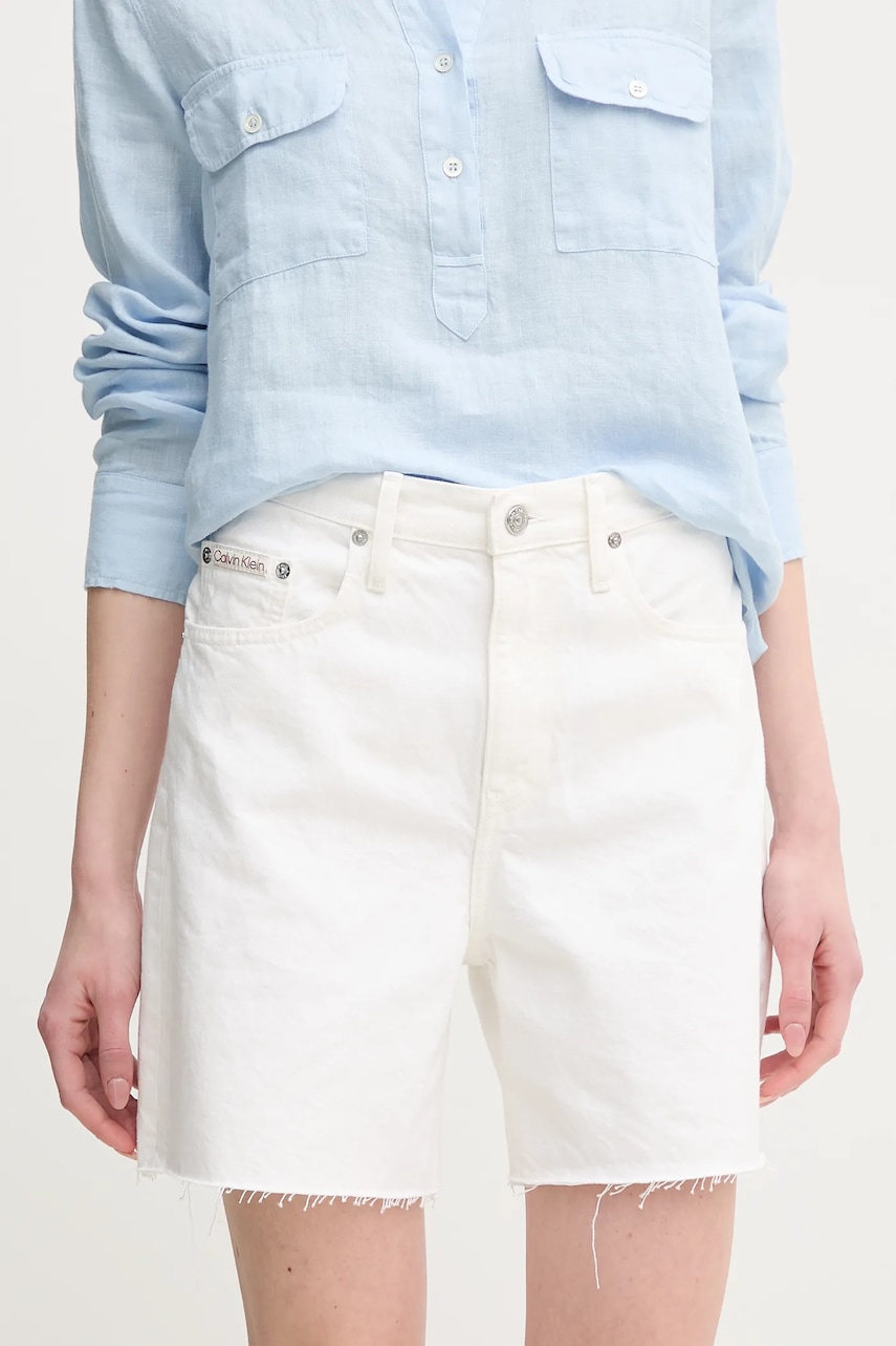 Τζιν σορτς Calvin Klein Jeans χρώμα: άσπρο, J20J225201