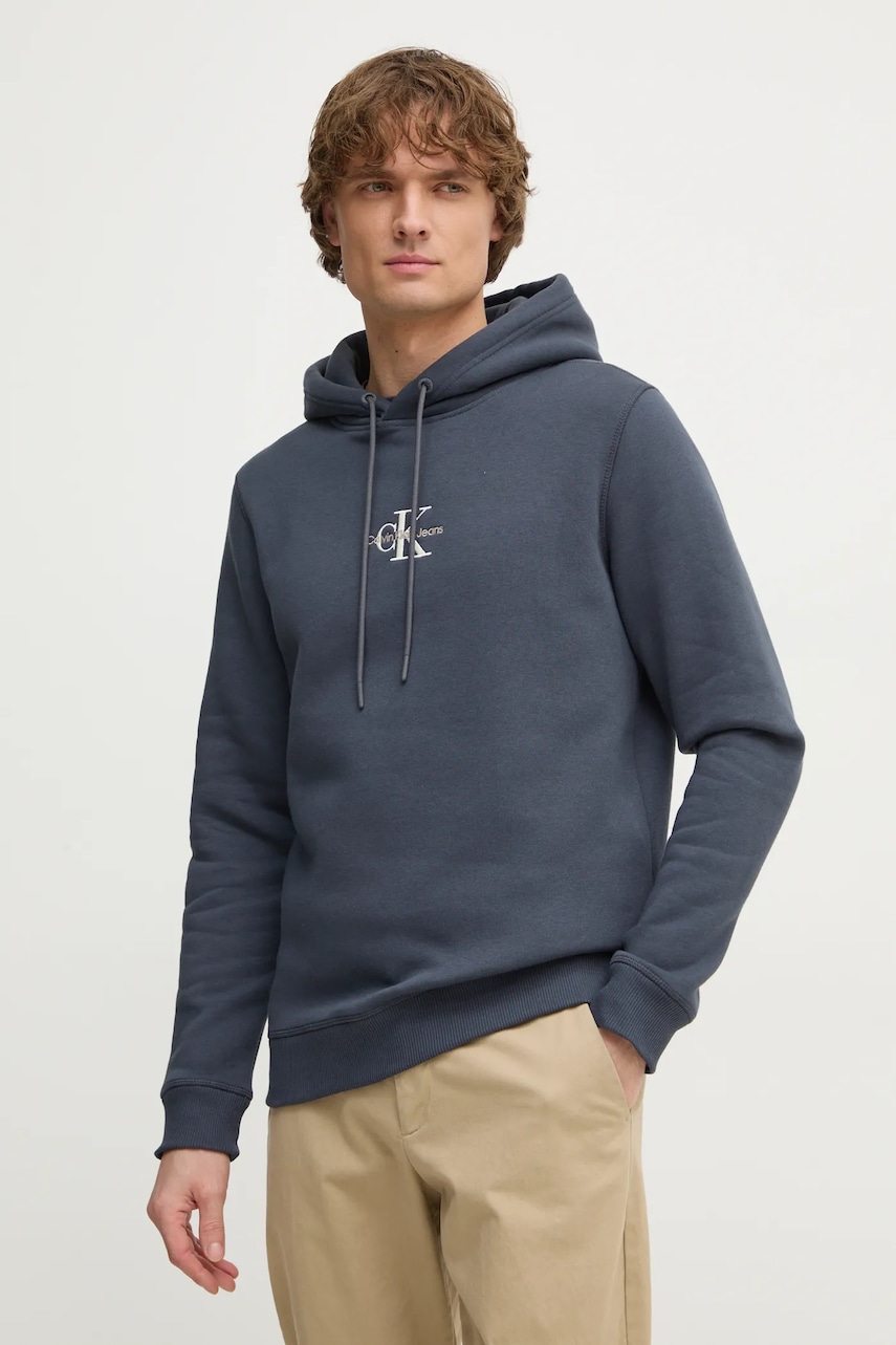 Μπλούζα Calvin Klein Jeans χρώμα: ναυτικό μπλε, με κουκούλα, J30J325629