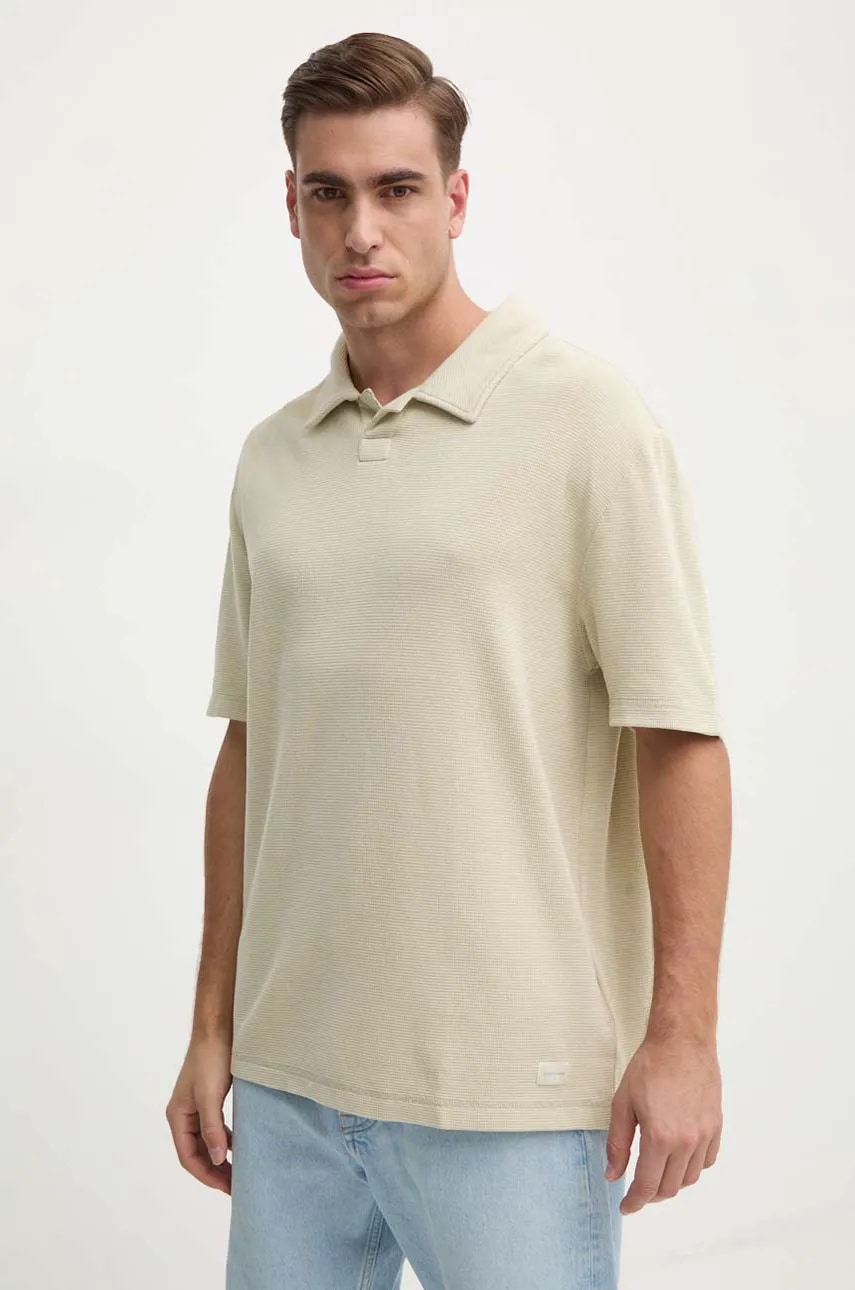 Βαμβακερό μπλουζάκι πόλο Calvin Klein Jeans χρώμα: μπεζ, J30J326688