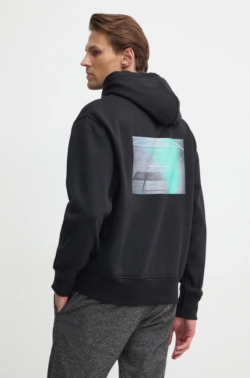 Μπλούζα Calvin Klein Jeans χρώμα: μαύρο, με κουκούλα, J30J326878