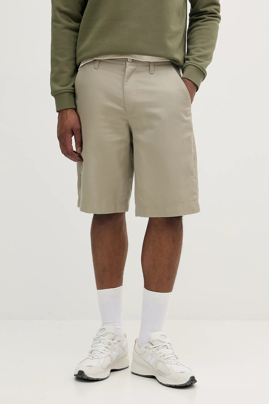 Λινό σορτς Calvin Klein Jeans χρώμα: μπεζ, J30J327303